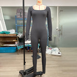 Women's Long Sleeve Square Neck Yoga Jumpsuit