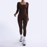 Women's Long Sleeve Square Neck Yoga Jumpsuit