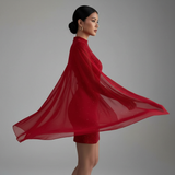 Glitter Bodycon Mini Dress with Sheer Cape Sleeves