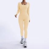 Women's Long Sleeve Square Neck Yoga Jumpsuit