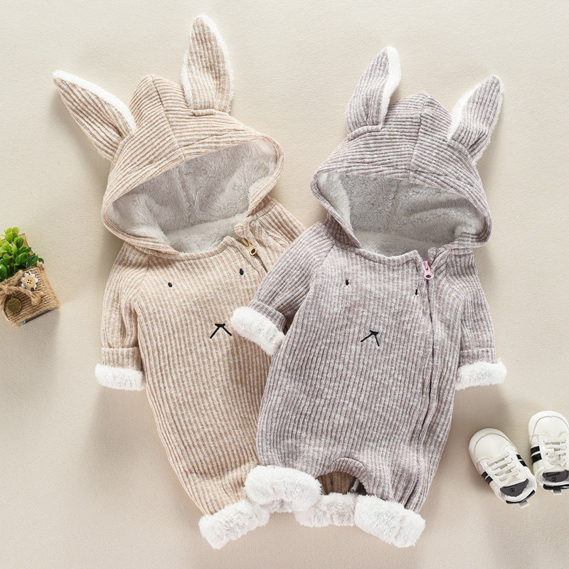 Baby Hooded Velvet Jumpsuit