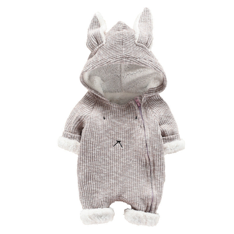 Baby Hooded Velvet Jumpsuit