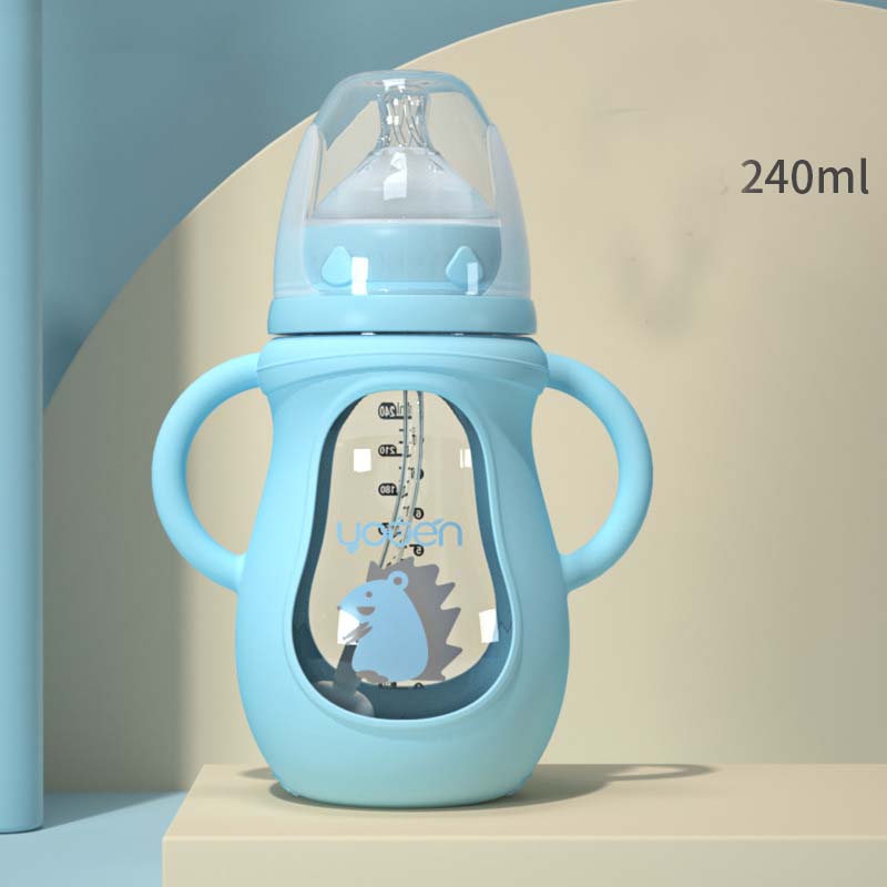 Glass Baby Bottle with Silicone Sleeve & Handle