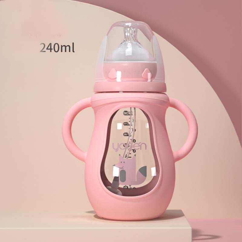 Glass Baby Bottle with Silicone Sleeve & Handle