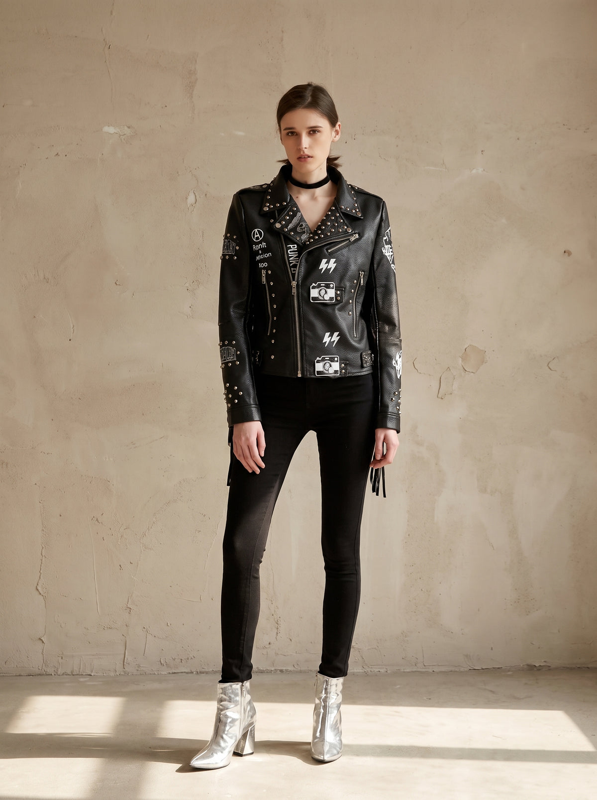 Graffiti Printed Rivet Jacket
