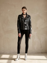 Graffiti Printed Rivet Jacket