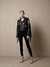 Graffiti Printed Rivet Jacket
