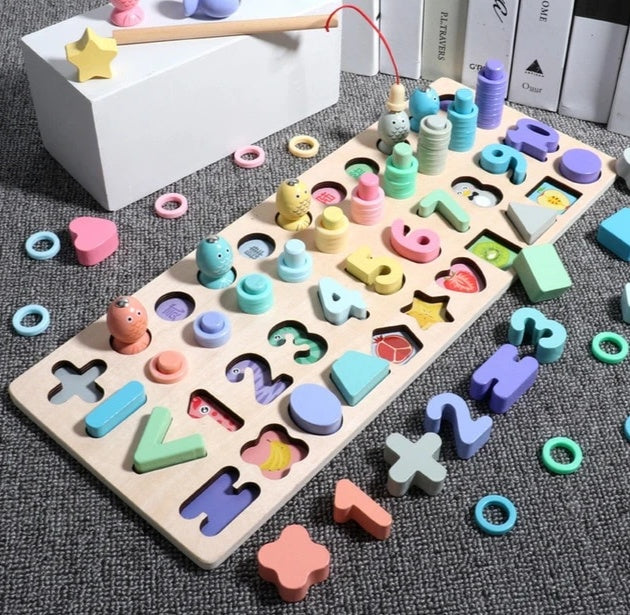 Wooden Alphabet & Number Puzzle Board for Kids
