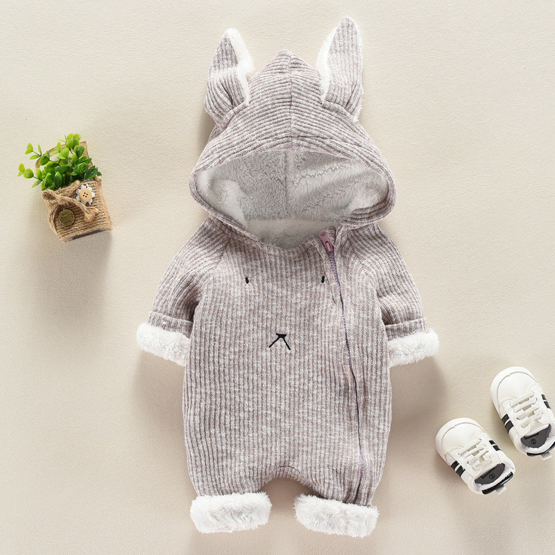 Baby Hooded Velvet Jumpsuit