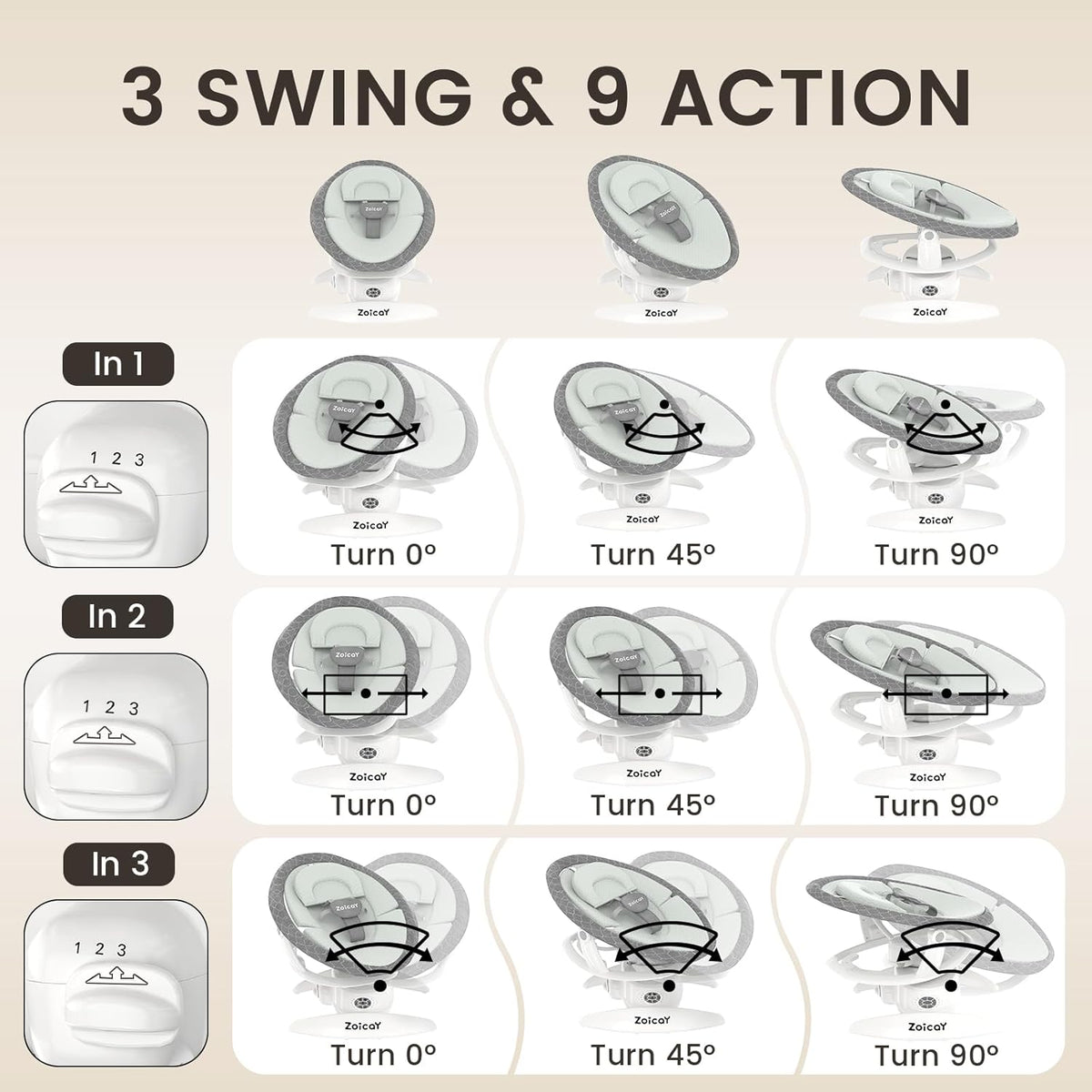 Electric Baby Swing with Motion Detection