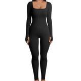 Women's Long Sleeve Square Neck Yoga Jumpsuit