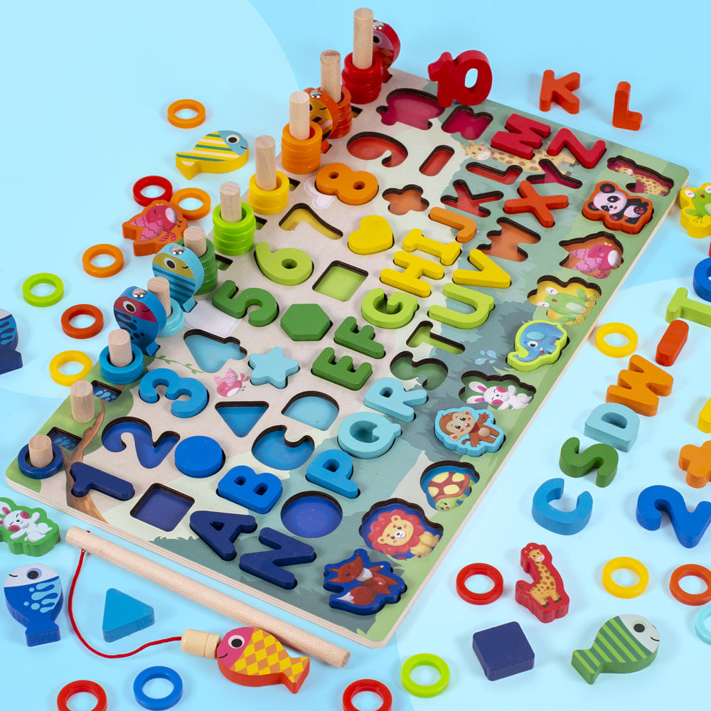 Wooden Alphabet & Number Puzzle Board for Kids