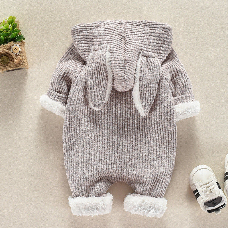 Baby Hooded Velvet Jumpsuit