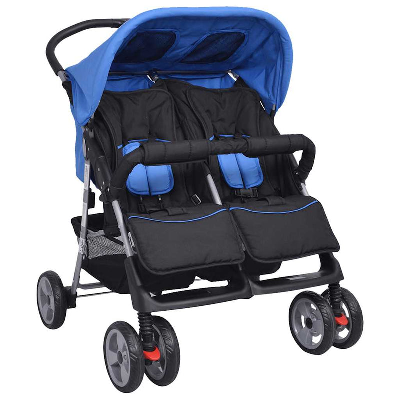 Comfortable Twin Baby Stroller for Toddlers | Adjustable Double Pram with Lockable Wheel
