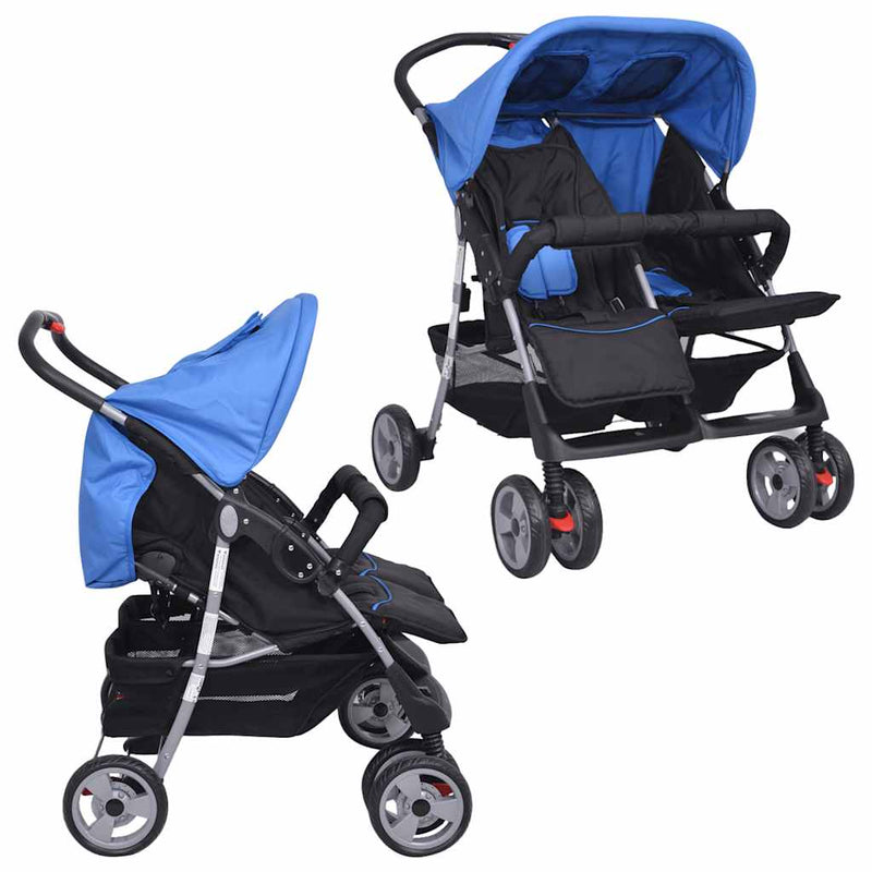 Comfortable Twin Baby Stroller for Toddlers | Adjustable Double Pram with Lockable Wheel