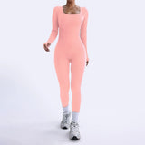 Women's Long Sleeve Square Neck Yoga Jumpsuit