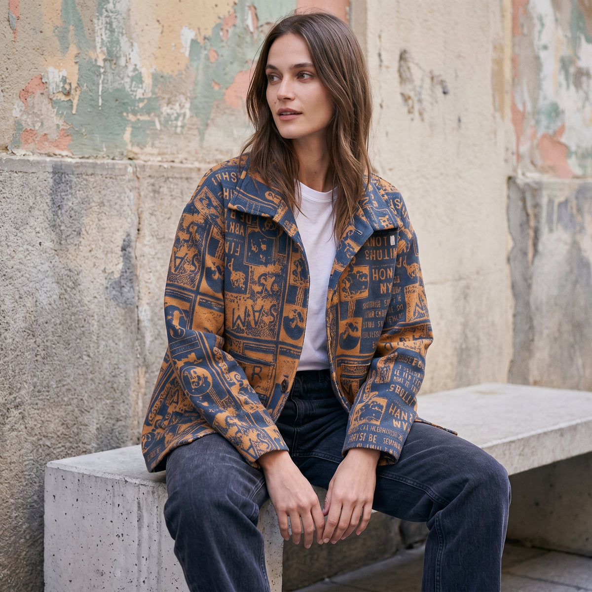 Oversized Lapel Wool Blend Jacket