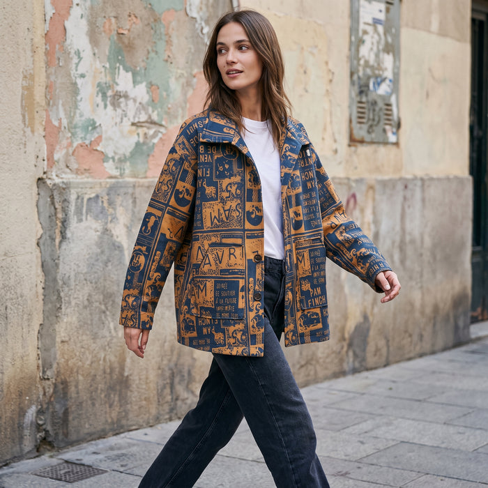 Oversized Lapel Wool Blend Jacket