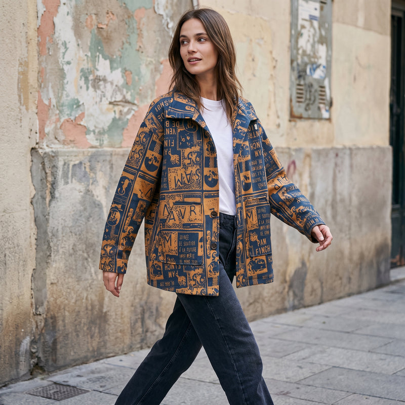 Oversized Lapel Wool Blend Jacket