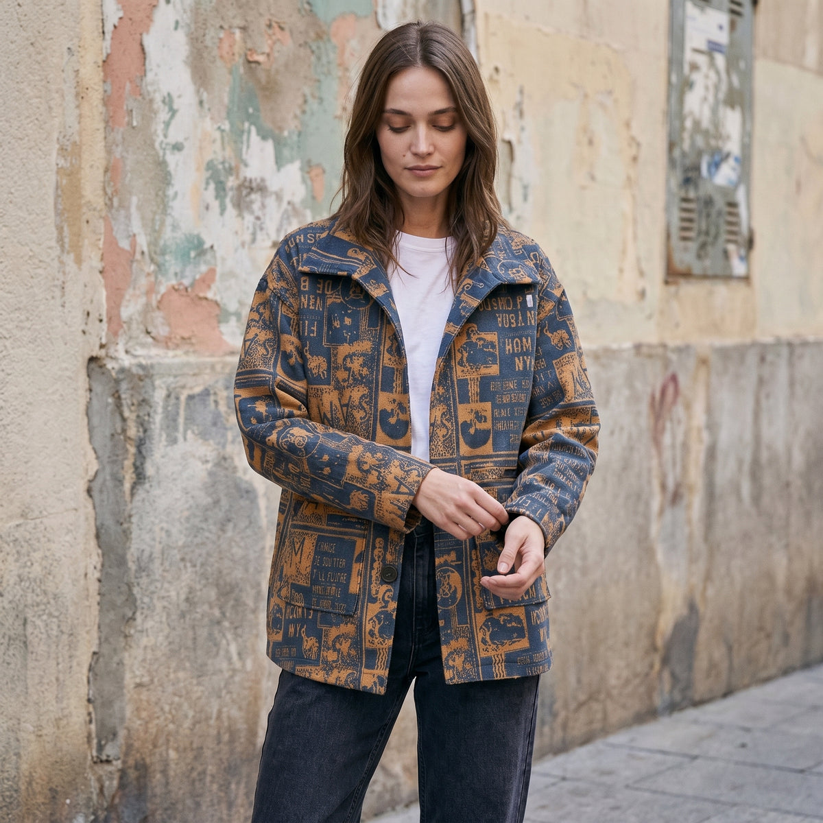 Oversized Lapel Wool Blend Jacket