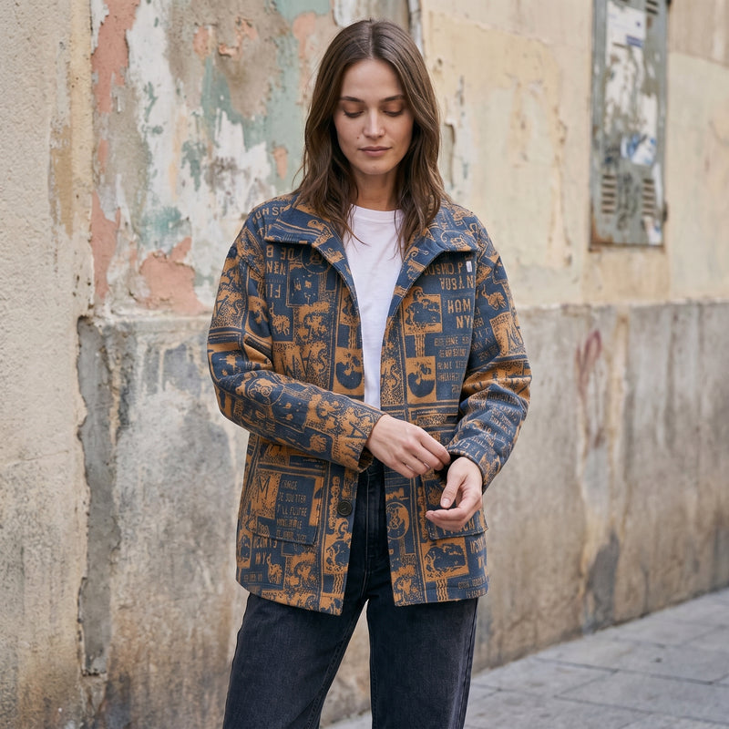 Oversized Lapel Wool Blend Jacket
