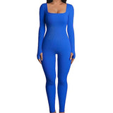 Women's Long Sleeve Square Neck Yoga Jumpsuit