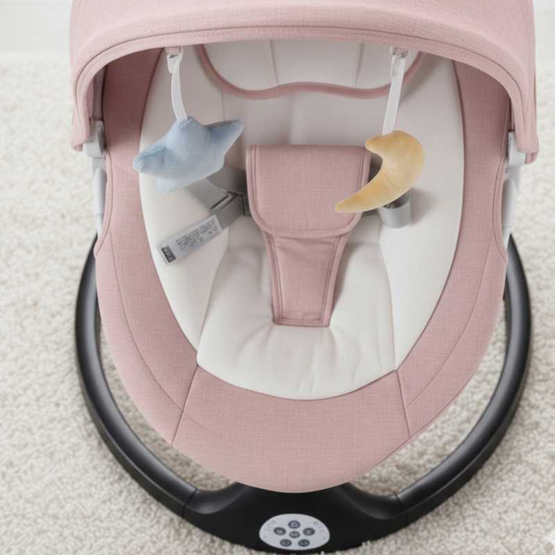 Electric Baby Rocking Chair with Remote Control – Automatic Infant Swing Seat with Toys & Pillow for Newborns (0–12 Months), Portable Soothing Baby Bouncer