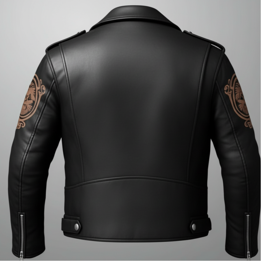 Griffin Emblem Sheepskin Biker Jacket