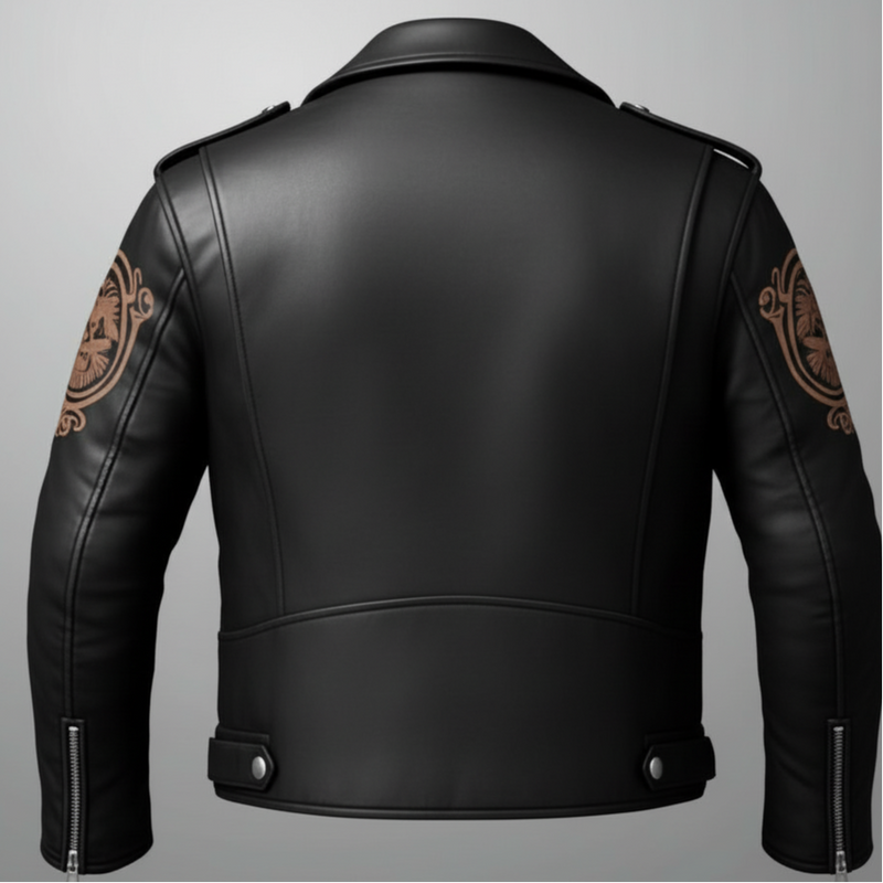 Griffin Emblem Sheepskin Biker Jacket