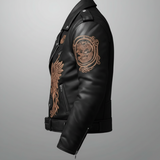 Griffin Emblem Sheepskin Biker Jacket