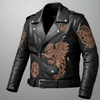 Griffin Emblem Sheepskin Biker Jacket