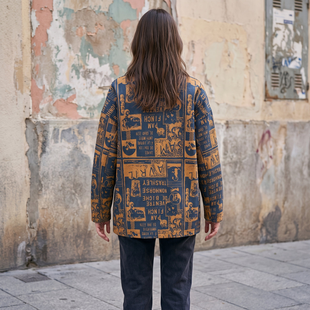 Oversized Lapel Wool Blend Jacket