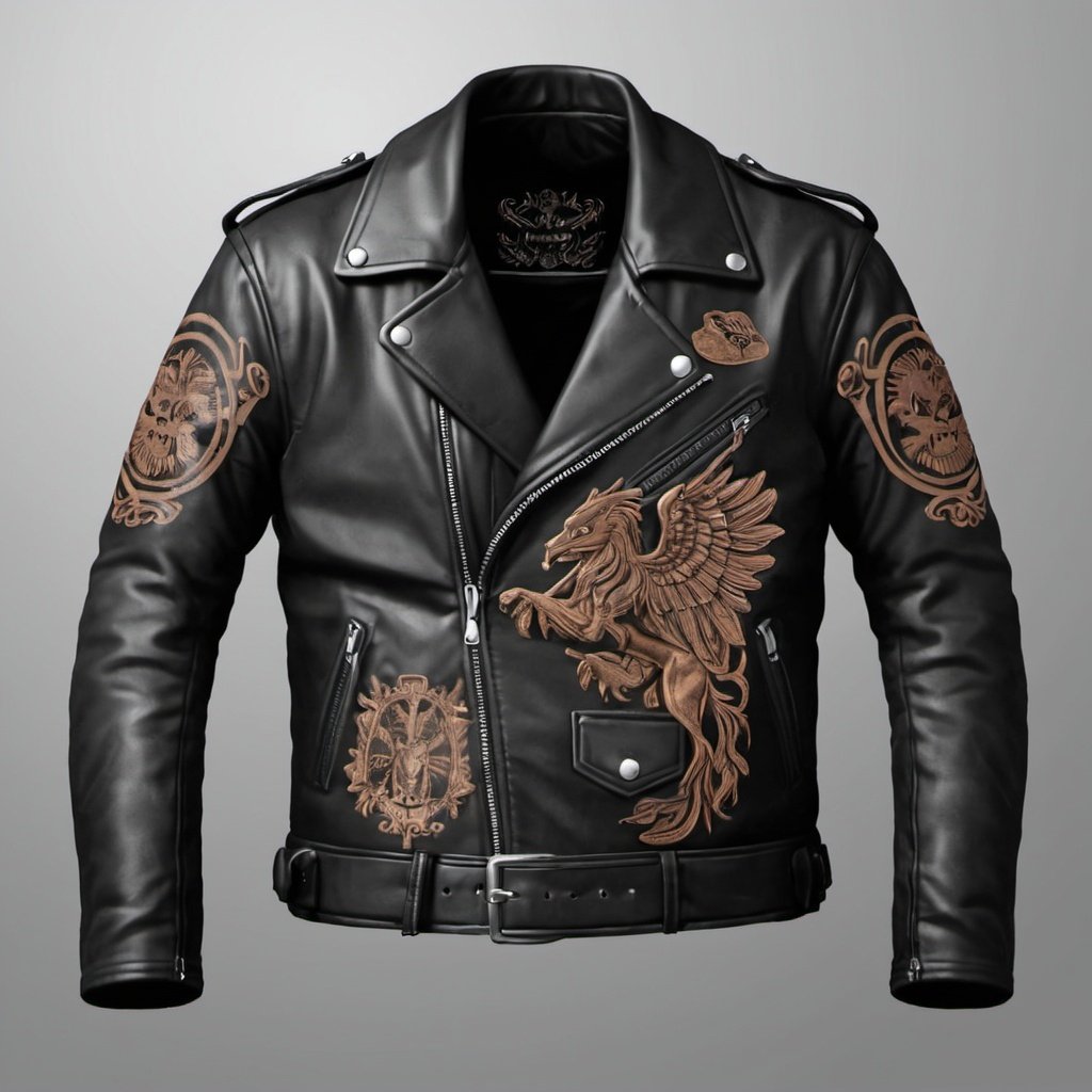 Griffin Emblem Sheepskin Biker Jacket