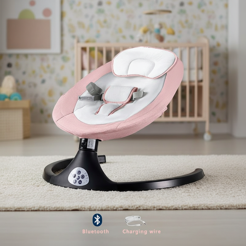 Electric Baby Rocking Chair with Remote Control – Automatic Infant Swing Seat with Toys & Pillow for Newborns (0–12 Months), Portable Soothing Baby Bouncer