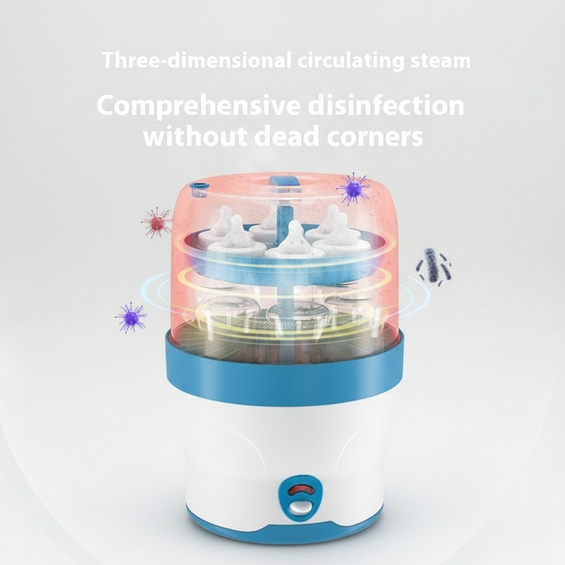 Electric Baby Bottle Sterilizer with Steam Disinfection – Large Capacity, Anti-Dry Burn Protection, BPA-Free PP Material (500W)