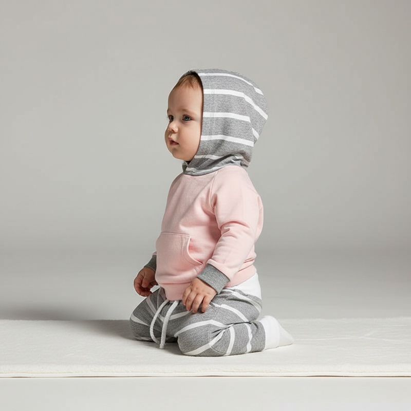 Baby Hooded Cotton Two-Piece Set
