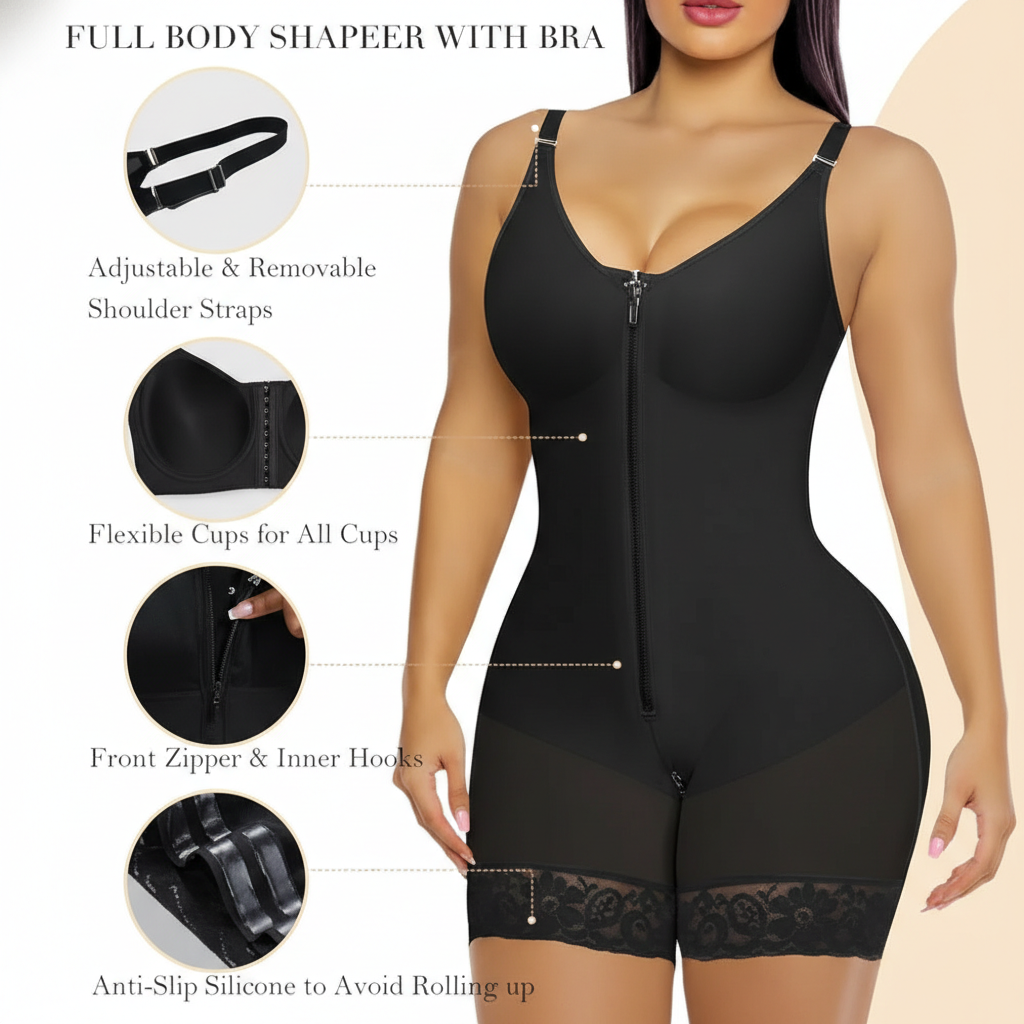 Women's Zip-Up Seamless Shapewear Bodysuit