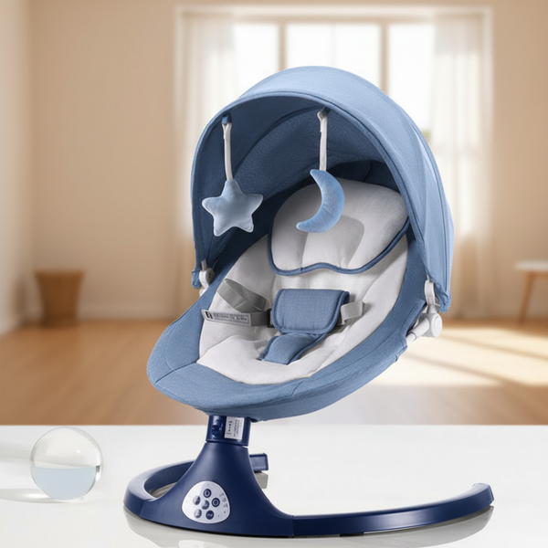 Electric Baby Rocking Chair with Remote Control – Automatic Infant Swing Seat with Toys & Pillow for Newborns (0–12 Months), Portable Soothing Baby Bouncer