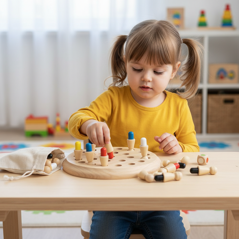 Montessori Wooden Baby Learning Toy – Educational Color Matching Puzzle for Toddlers