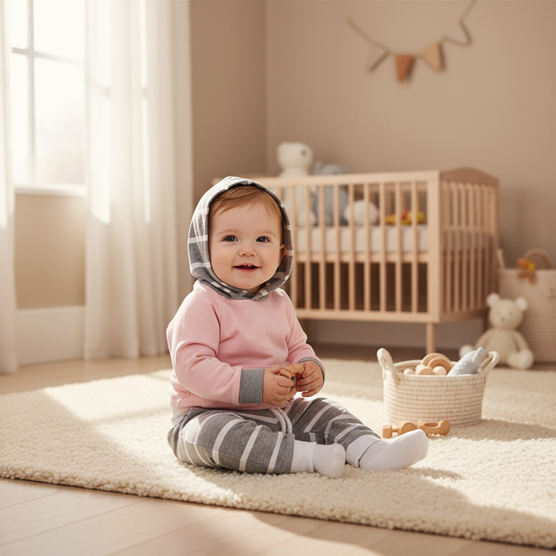 Baby Hooded Cotton Two-Piece Set
