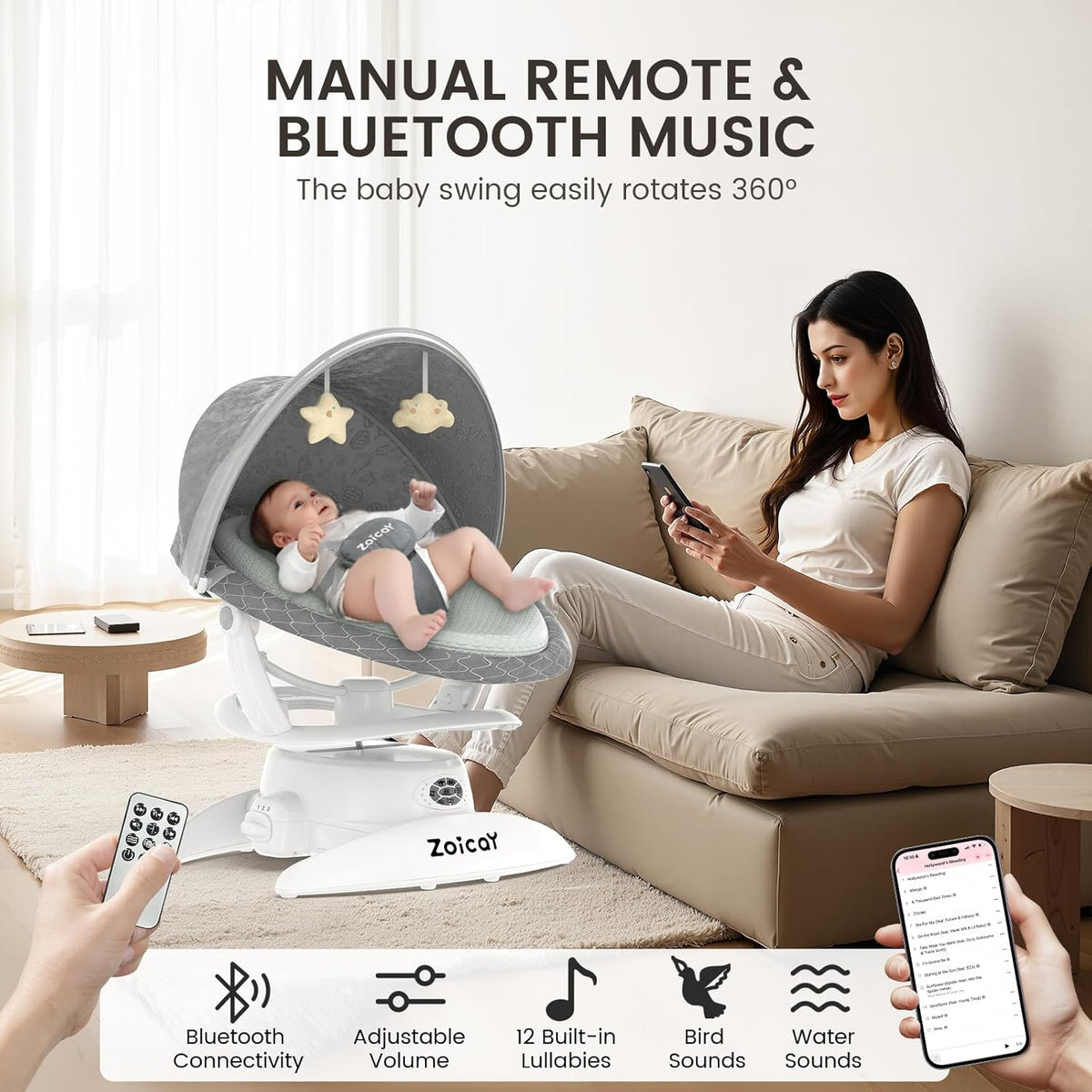 Electric Baby Swing with Motion Detection