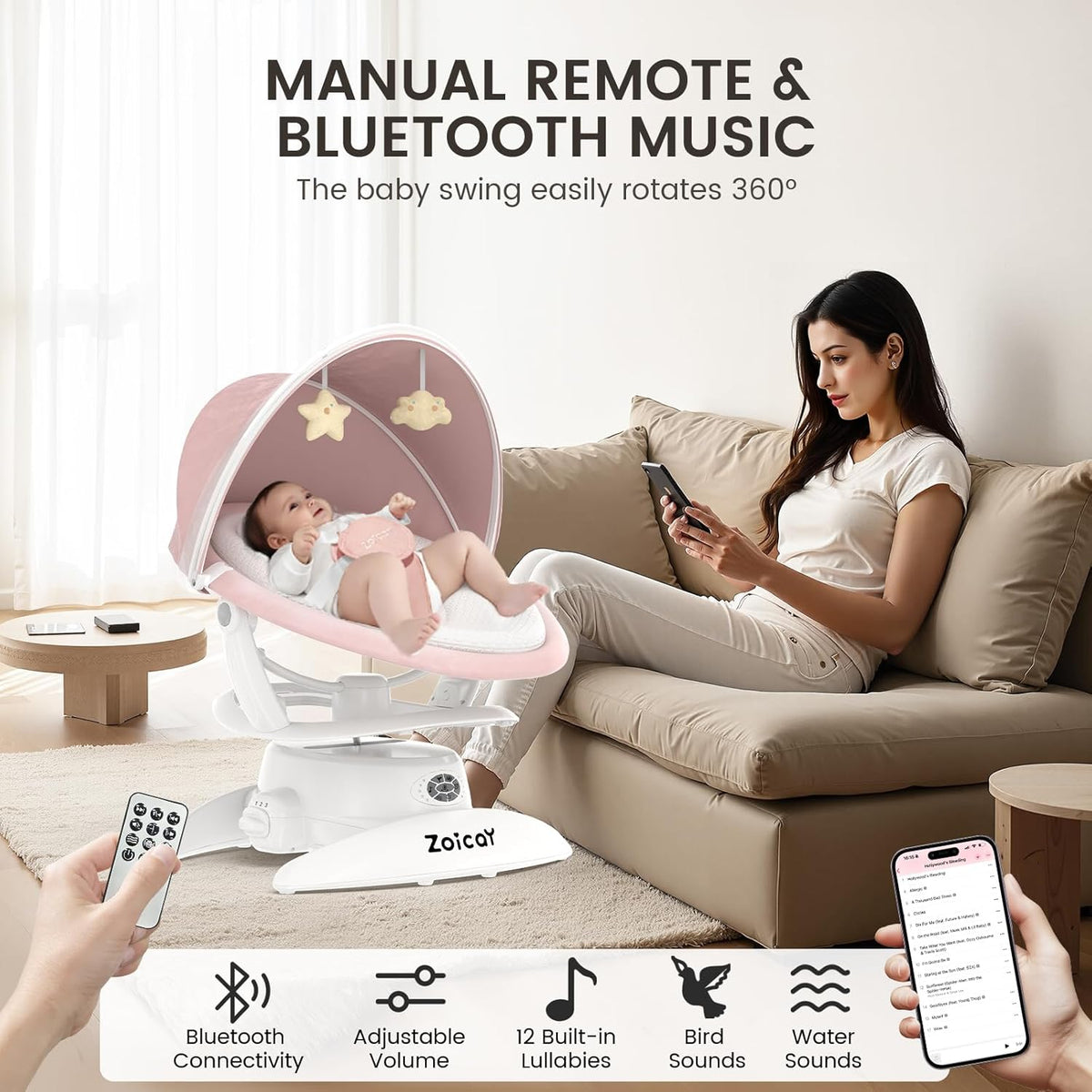 Electric Baby Swing with Motion Detection