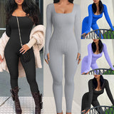 Women's Long Sleeve Square Neck Yoga Jumpsuit